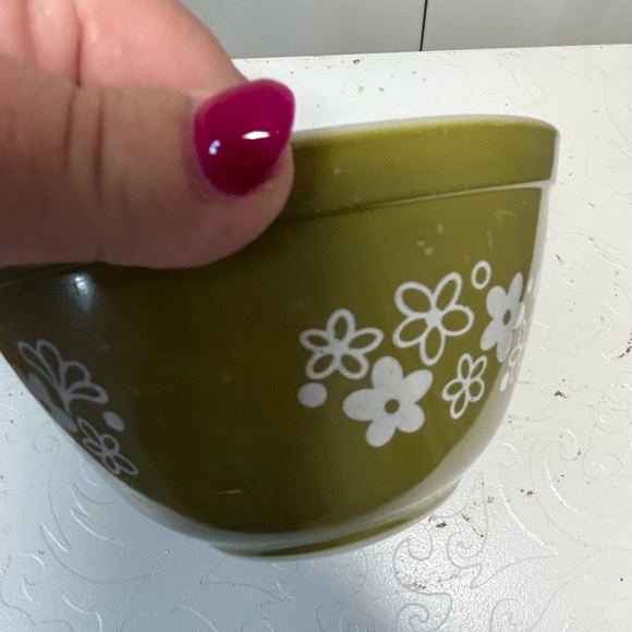 PYREX 401 (1.5 pint) green white Spring Blossom Crazy Daisy - Picture 3 of 15